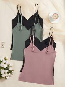 4pcs Women's Seamless Wireless Adjustable Strap Camisole Undershirt - Multicolor - View 3