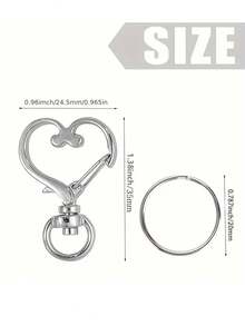 20/100pcs Set Of Heart-Shaped Rotating Buckle Hook Strap Key Ring - Colored Metal Spring Buckle Suitable For DIY Handicrafts, Lanyards And Accessories - Zinc Alloy Lobster Deduction Ring In 4 Colors - Multicolor - View 2