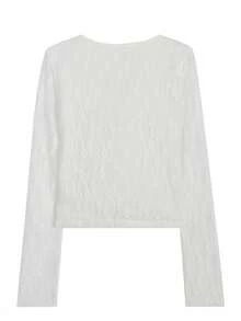Women's Ruffle V-Neck Bell Sleeve Blouse, Stylish For Early Autumn - White - View 9