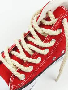 1 Pair Beige Thick 3-Strand Polyester Shoelaces, Suitable For Skate Shoes, Sneakers, Casual Shoes - Beige - View 8