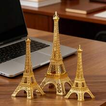 Eiffel Tower Model Metal Material Mini Replica Set Ornament Home Decoration Desktop Display Craft Gift Collectible Model European Style Study Decor Accessory - Bronze - View 3