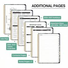 2026 Planner, Weekly And Monthly Calendar Planner Book, January 2026 - December 2026, Hardcover Planner With Monthly Tabs, Notes Pages, Women & Men, A5 (6.4 X 8.5) - Gold - S.起重機 - 查看 5