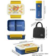 便当盒+零食盒 - 超薄设计，轻松放入午餐包！| PP5材质，防漏，双隔层设计，可收纳餐具和水瓶 - 非常适合学生上学、成人办公午餐和休闲野餐 - 彩色 - 查看 10