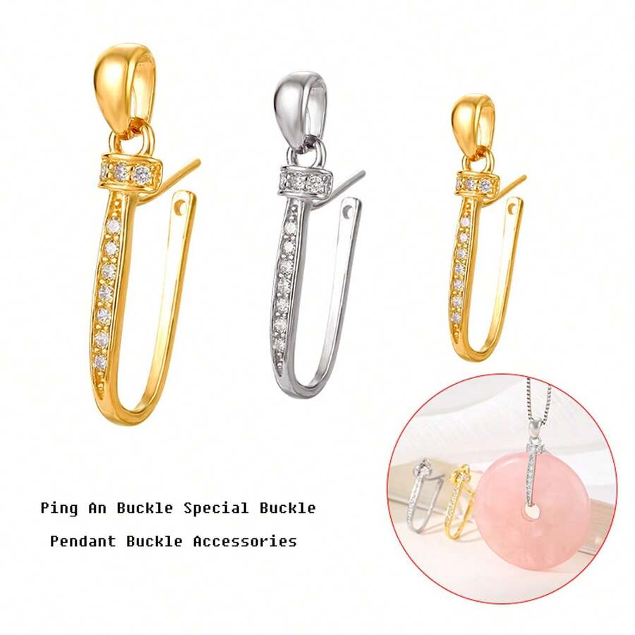 1个18K金通用吊坠扣，护身符扣，专为DIY设计，镶嵌玉石/玉石吊坠扣 - 彩色 - 查看 1