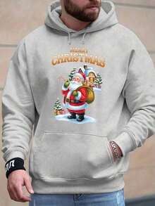 Sudadera con capucha con cordón y estampado de letras para hombre, para otoño - Gris - Ver 1