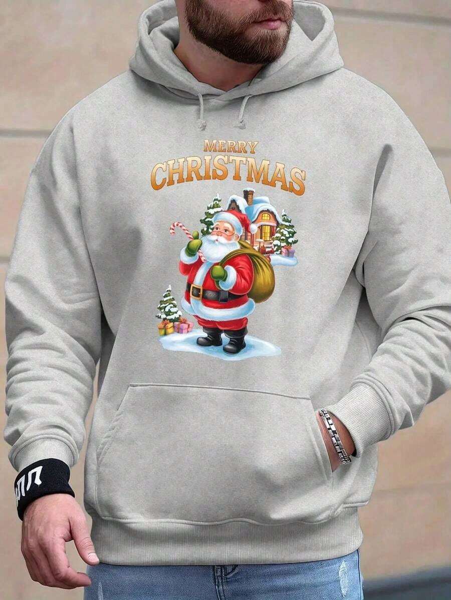 Sudadera con capucha con cordón y estampado de letras para hombre, para otoño - Gris - Ver 1