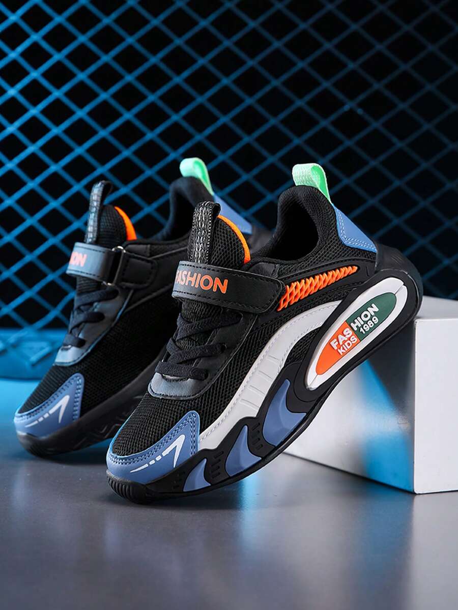 4-Season Casual Sports Shoes, Mesh Breathable Sneakers, Comfortable For Teenagers, College Students, Outdoor Sports, Running, Hiking, With Convenient Hook And Loop Strap Closure - Orange - View 1