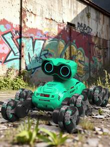 1pc 8WD Remote Control Stunt Car (For 6-13 Years Old Boys, Children's Birthday Gift), Wally Robot Toy With Auto Demo Function, 360° Rotation, LED Eyes, Music Player, 2.4GHz 8-Wheel Drive Stunt Car, Handheld Remote Control Climbing Toy, Best Christmas/Birthday Gift For 4-5-6-7-8-9-10-11-12 Year Old Boys (Blue, White, Green, Orange) - Multicolor - View 11