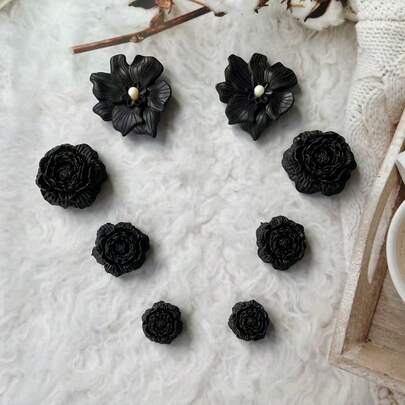quickni 8pcs Flower Series Shoe Clips, DIY Decorative Clogs Accessories Flower, Suitable For Clogs, Sandals, Beach Bags, Keychains - Holiday Gifts, Shoe Decoration, Bag Embellishment And Party Favors