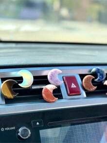 1pc Moon Crystal Car Air Vent Clip, Car Fragrance Clip, Car Accessories, Women's Car Accessories, Women's Car Fragrance, Quartz Crystal Car Air Freshener Vent Clip, Each With Different Features Such As Shape, Properties, Patterns, Etc. Random Assortment Is Normal - Multicolor - View 1