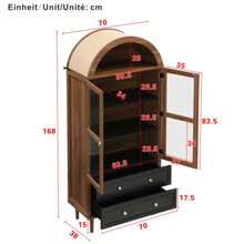 Chest Of Drawers With Adjustable Shelves, Modern Retro Curved Glass Storage Unit, Adjustable Shelves, Luxury Sideboard - Nature - View 7