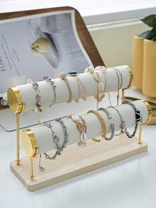 高端精致木质天鹅绒手镯展示架，用于在家中展示手镯、脚链和珠宝首饰 - 彩色 - 查看 5