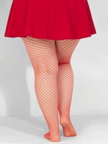 1 Pair Women's Sexy Red Fishnet Stockings, Seductive Pantyhose - Red - View 5