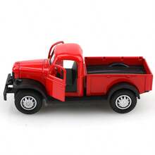 1pc 11cm Red Alloy Vintage Pickup Truck Model, Opening Doors, Children's Toy, Collectible Decor, Gift For Boys - Red - View 5