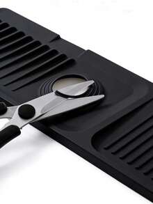 1个硅胶排水垫，适用于厨房/浴室水槽防溅，防滑表面垫/支架 - 黑色 - 查看 7