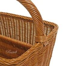 型番175 籐かごバスケット 仕切り付き ハンドル付き マガジンラック 整理収納カゴ かごのお店ラッセル - 写真の通り - チェックする 6