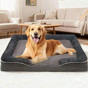 1 st extra stor fyrkantig hundbädd, avtagbart överdrag, bäddsoffa för husdjur, halkfri botten för hundkoja, liggunderlag för husdjur, supermjuk och bekväm, lämplig för stora, medelstora och små hundar