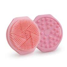 1个手持式双面硅胶沐浴刷，按摩磨砂刷，双面头发和身体清洁刷，适合成人和儿童使用