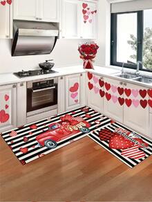 1 pezzo Tappeto da cucina natalizio rosso festivo, tappeto da cucina per le vacanze natalizie, tappeto per corridoio con motivo scozzese natalizio, decorazione natalizia, zerbino lavabile per feste natalizie, con retro antiscivolo, in peluche corto, tessitura annodato, in poliestere, per feste natalizie, tappeto/tappetino decorativo natalizio per interni - Tappeto Buon Natale, adatto per soggiorno, sala da pranzo, cucina, zona lavello, ingresso interno