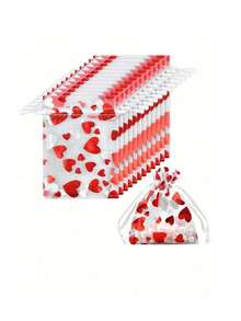 1/5/10/20/40 piezas Bolsas de organza con cordón con diseño de corazón rojo, bolsas de regalo sorpresa para fiestas, bolsas de recuerdo para bodas, regalos para damas de honor, obsequios para invitados, bolsitas para joyas, regalos de fiesta, bolsas de red para dulces, adecuadas para fiestas, Pascua, Día de la Madre, bodas, sorpresas románticas y talla grande ocasiones. - Multicolor - Ver 9