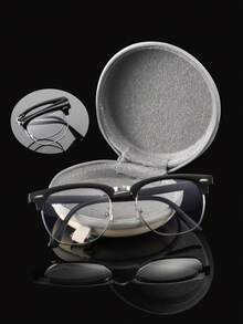 1 Pair Men's Metal Classic Retro Personalized Eyebrow Frame Business Casual Half-Rim Minimalist Glasses, Foldable - Convenient - Easy Storage, Black & Silver Tone - Stylish Eyebrow Frame, High-Quality Fashionable Glasses - Black - View 9