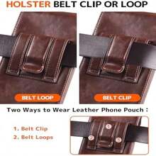 Belt Holder Pouch For Mobile Phones, Leather Holster Case Waist Bag With Belt Clip, Suitable For Multiple Phone Models, Great For On-The-Go Use - As Pic - View 6