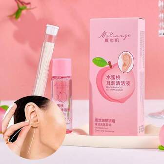 1 set ultrafin rengöringstråd för öronpiercing + rengöringslösning, luktborttagning och förhindrande av blockering, engångsrengöring av smuts i öronhål