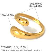 Frminee Bộ 3 nhẫn/1 chiếc nhẫn thép không gỉ mạ vàng dày dặn xếp chồng lên nhau dành cho nữ, nhẫn mạ vàng 18K kiểu dáng nổi bật, có dây đeo ngón tay. - Vàng - Xem 9
