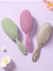 1pc High-Top Massage And Volumizing Cushion Comb With Floral Patterns. It's Portable, Suitable For Both Wet And Dry Use, And Is A Versatile Hair Styling Tool. Ideal For Home Use, As A Hair Care Comb, And A Personalized Gift. Perfect For Women, It's A Travel Essential, A Fun Present, And Pairs Perfectly With A Folding Mirror. - Multicolor - View 6