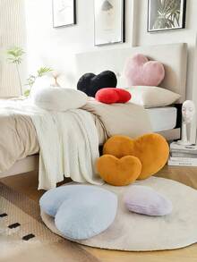 Blue Heart-Shaped Pillow, Soft And Cute Faux Rabbit Fur Heart Cushion, Suitable For Bedroom Sofa, All-Season Bed Decoration, Home Decor, Sofa Cushion, Chair Cushion, The Perfect Gift For Friends And Family, Christmas Decoration, Easter Gift, And More. - Blue - View 6