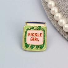 1pc Vintage Cartoon Enamel Brooch - Pickle Shaped, Floral Frame, Metal Accessories, Can Be Pinned On Bags, Jackets, Hats - Perfect Gift For Friends, Ideal For Casual Outfits, Hat Decoration, Fun Design, High-Quality Craftsmanship - Multicolor - View 2