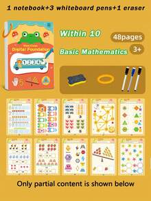 Conjunto de 8 cadernos de caligrafia Montessori reutilizáveis, impressos com tinta de soja, para crianças praticarem números, letras e desenhos. Ideais para a educação infantil, presentes para o Dia das Crianças e Natal. Cada caderno contém 32 páginas e é perfeito para a volta às aulas. - Multicolorido - Ver 22