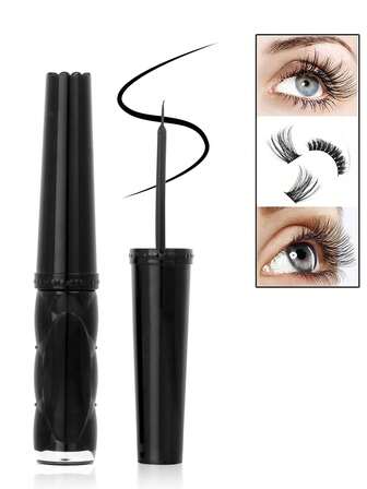 1支6毫升黑色假睫毛胶水，超强持久，可维持72小时，条状假睫毛专用胶水，不含乳胶，防水，速干，温和不刺激，适用于个人假睫毛嫁接，适合敏感眼部新手，DIY假睫毛眼妆产品