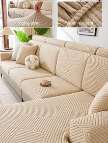 1 tấm bọc ghế sofa dày dặn, co giãn, giữ ấm, chống trượt, phủ kín toàn bộ ghế sofa, phù hợp cho mọi mùa, bọc ghế sofa bằng vải, có thể giặt máy, chống bụi, thân thiện với thú cưng, chăn trang trí sofa, có thể điều chỉnh cho sofa góc, phòng ngủ, văn phòng, phòng khách, sofa 1/2/3/4 chỗ ngồi. - Màu Khaki - Xem 1