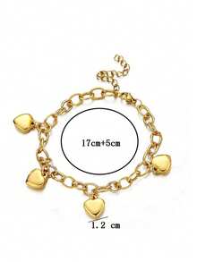 Dây chuyền tròn bằng thép không gỉ thời trang tinh tế, mặt dây chuyền hình trái tim, vòng tay tua rua Valentine, mẹ, mẹ, ngày của mẹ, quà tặng - Vàng - Xem 1