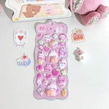 Cute Squeeze Stickers, Stress Relief Squeeze Toys, Adorable 3D Bear, Rabbit, Animal Bubble Stickers - Multicolor - View 10