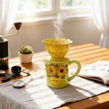 Handpainted Ceramic Classic Oil Painting Series - Vase, Canister, Sugar & Creamer, Coffee Filter Cup, Teapot, Butter Dish, Home & Kitchen Tabletop Decor, Gifts (Starry Sky, Sunflower, Iris) - Multicolor - View 16