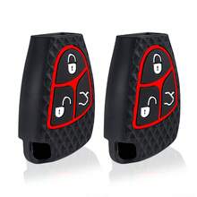 Silicone Car Key Fob Cover - 3-Button Remote Case For Mercedes Benz C/B/E/R Classes, Compatible With W203 W211 W204 W202 W210 W208 CLS CLK, Durable Protection Accessory - Black - View 6