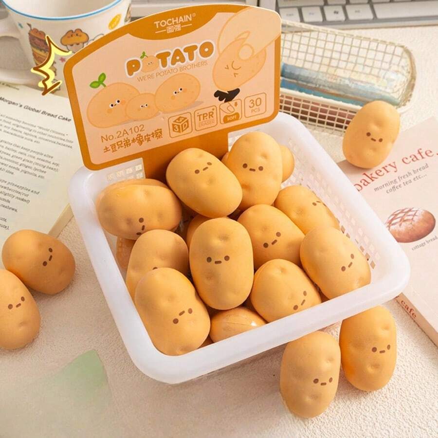 1个土豆造型橡皮擦，创意卡通设计，学习办公文具佳品，适合学习办公用品、学校用品、返校季、学生修正工具、儿童学校办公用品礼物、创意文具、返校季
