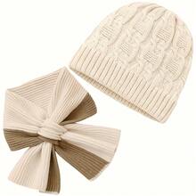 A Set Of Elegant Solid Color Knitted Hat And Scarf, Fashionable Wool Hat And Scarf For Autumn And Winter, Available In Multiple Colors Valentines Gift - Multicolor - View 10