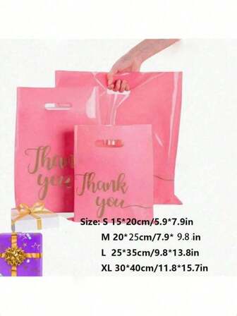 50 piezas Bolsas de regalo rosas "Gracias", adecuadas para bodas, cumpleaños, fiestas, empaque de ropa, boutiques, comercio minorista, bolsas de regalo, pequeños negocios, bolsas de compras blancas/negras, bolsas de tela, vacaciones, Navidad, Día de la Madre, regalos para damas de honor, regalos de graduación, regalos de cumpleaños, regalos de boda, regreso a la escuela