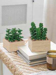 人造多肉植物、中密度纤维板花盆、木盒装饰、桌面摆件、人造植物、学校宿舍办公室装饰、户外派对活动、节日生日派对装饰、家居入口、酒店餐厅客厅卧室婚宴厨房花园装饰 - 綠色 - 查看 10