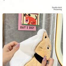 1 Piece Cute Bathroom Hand Towel Style Hand Towel Hangable Bathroom Kitchen Non-Shedding Absorbent Handkerchief Thickened Coral Towel Cloth - 黃黑圍巾貓 - 查看 3