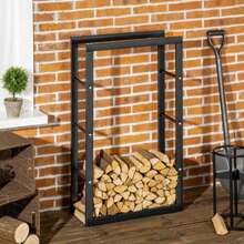 HOMCOM Log Rack, Log Storage, Log Holder, 100 Kg Capacity, Steel, Black, L 60 X W 25 X H 100 Cm - Black - View 3