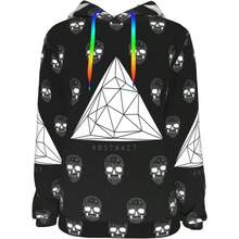 - Sudaderas poligonales con diseo de calavera de cristal para mujer, sudadera de manga larga con bolsillo - M - Ver 8