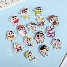 CRAYON SHINCHAN 15枚可爱卡通亚克力胸针，蜡笔小新徽章，背包装饰，布贴，礼物，创意礼品 - 彩色 - 查看 13