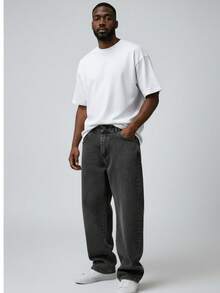 Men's Regular Fit Wide Leg Jeans - Graphite Jeans - Vaqueros grafito - Ver 3