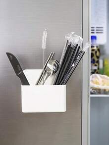 1pc Magnetic Refrigerator Storage Box Organizer Suitable For Kitchen Utensils Items Stationery Makeup Brushes Cosmetics Accessories Multi-Functional Storage Solution Container - Multicolor - View 2