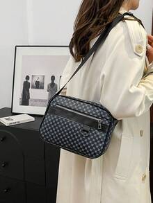 1 pièce (25,1 yard * 18 cm * 6,1 yard) Sac à bandoulière mode pour homme, sac messenger, sac banane, sac cartable, multi-poches, en matériau PU résistant aux rayures et à l'abrasion, convient pour les sorties, les déplacements professionnels, les voyages, avec bandoulière réglable, sac à bandoulière bleu minimaliste, décontracté, cool et pratique, Cadeau de la Saint-Valentin - Multicolore - Voir 4