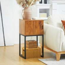 HOMCOM Console Table With Integrated Storage, Industrial Style, In Natural Steel, 40 X 30 X 76 Cm - Khaki - View 2